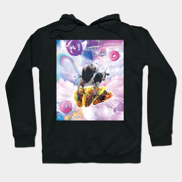 Space Panda Riding Cow Unicorn - Taco & Donut Hoodie by Random Galaxy